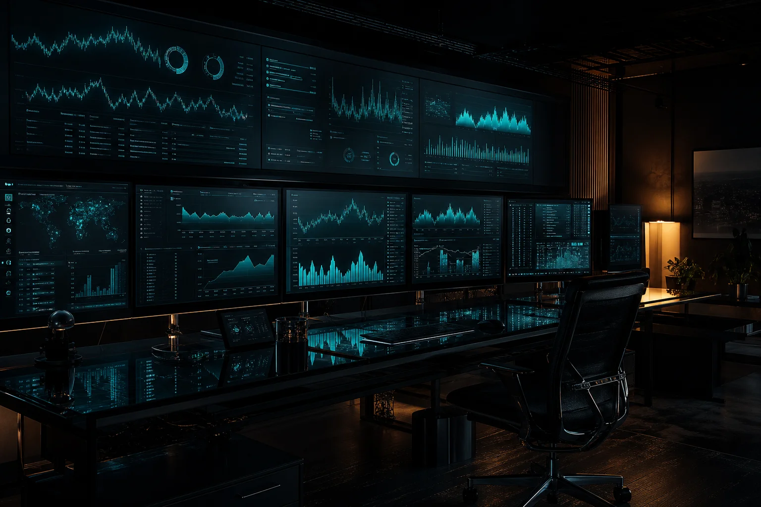Soft focus analytics display with teal signal glow