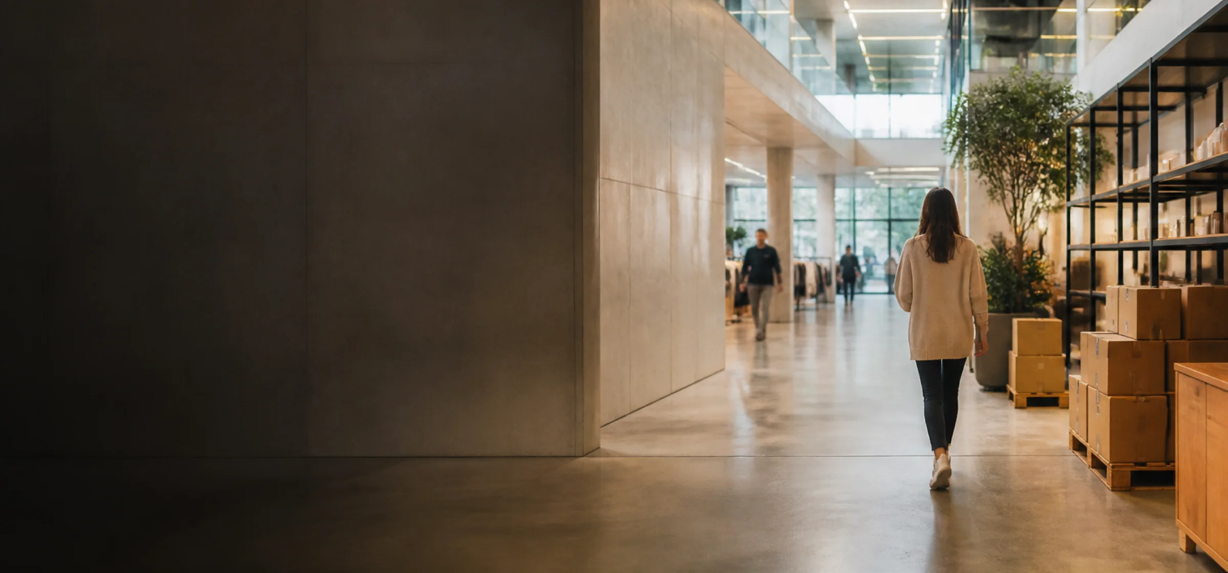 Quiet retail and commerce atmosphere