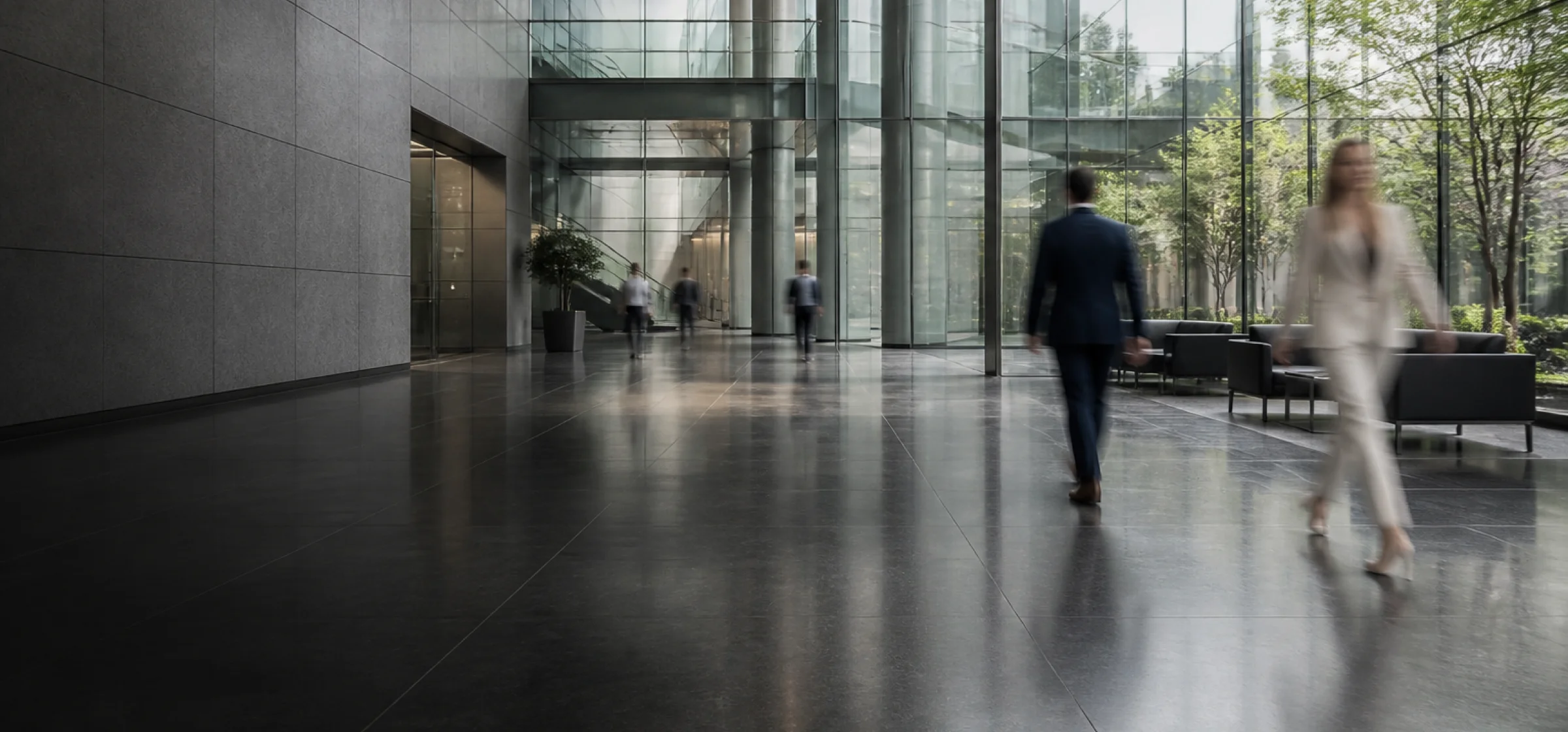 Modern enterprise lobby with soft motion