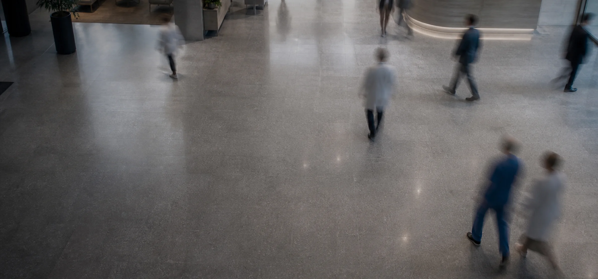 Motion in a modern healthcare lobby