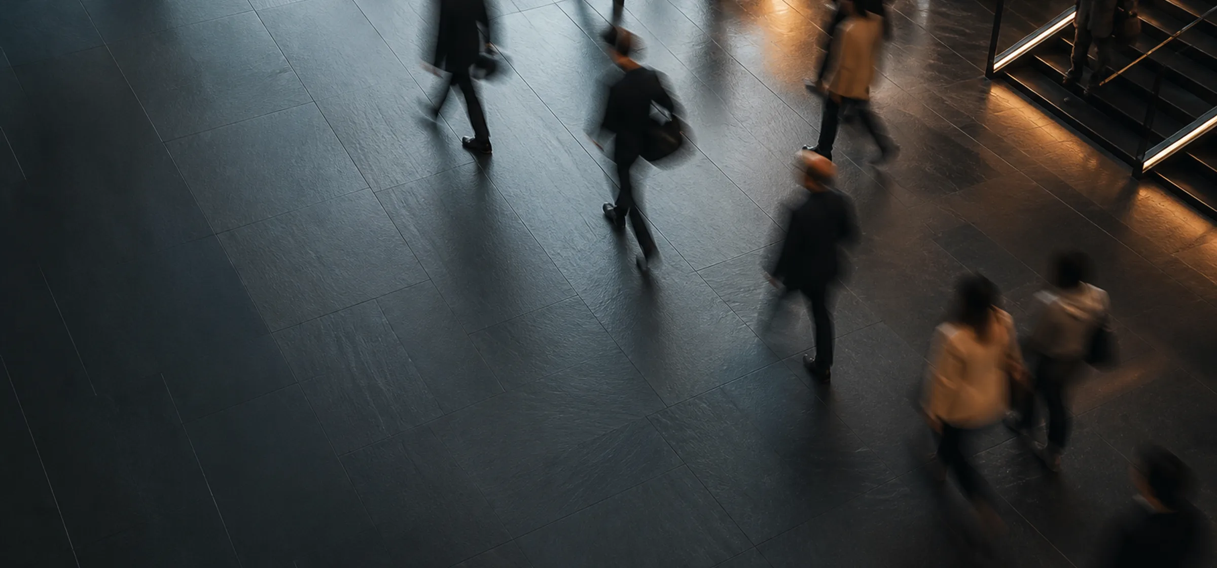 Motion in a modern workspace lobby